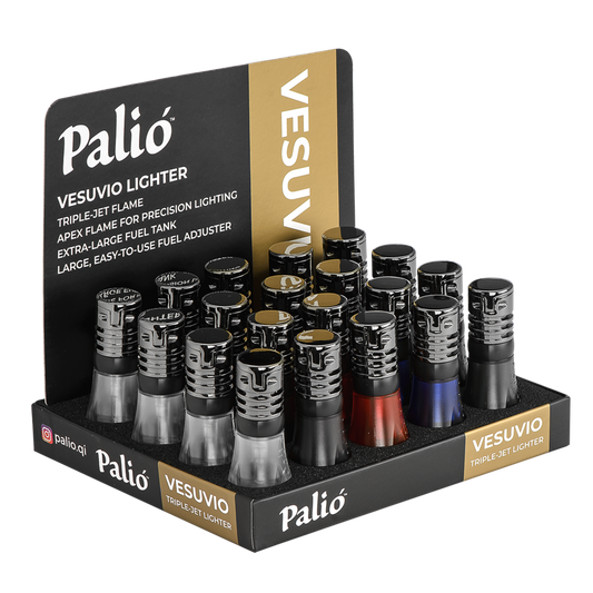 PaliĂł Vesuvio 20-Count Display, Assorted colors | Triple Flame Torch Lighters