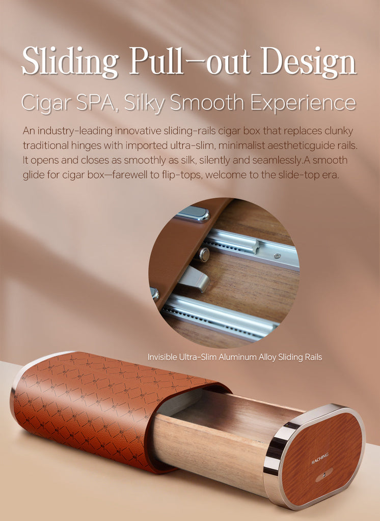 Raching RR Cigar Humidor Box | Premium Calfskin Leather