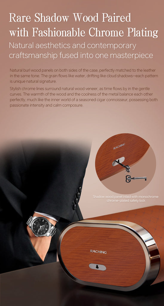 Raching RR Cigar Humidor Box | Premium Calfskin Leather