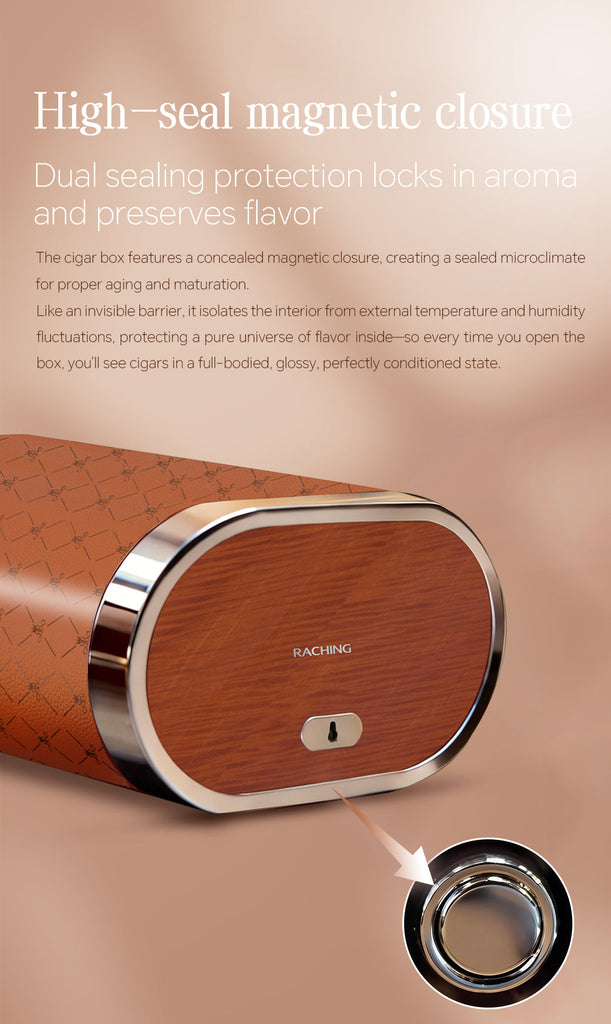 Raching RR Cigar Humidor Box | Premium Calfskin Leather