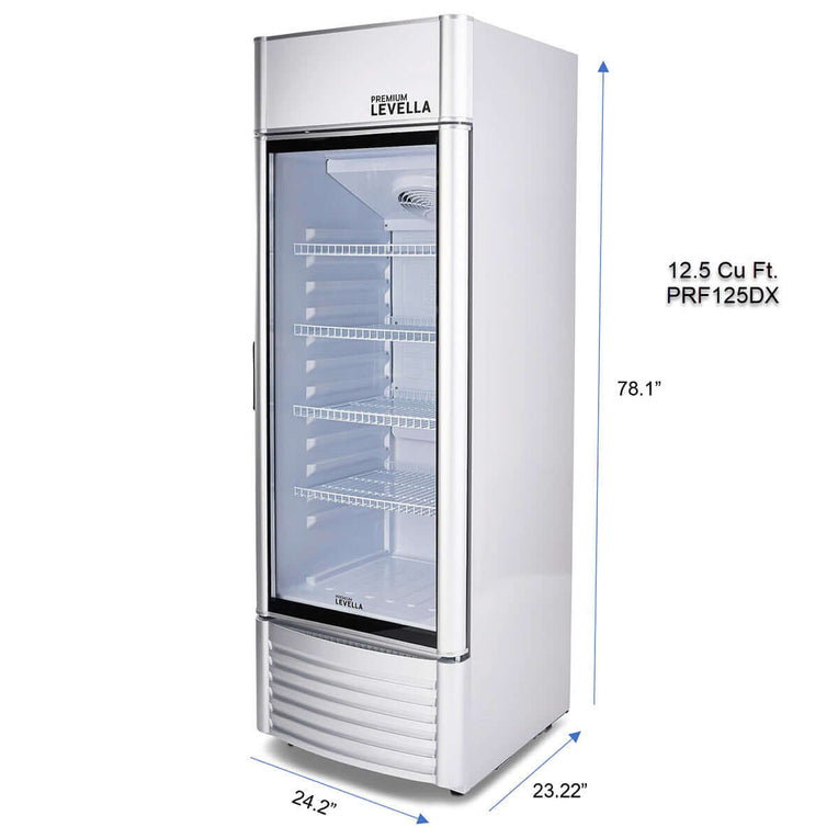 Premium Levella Display Refrigerator | Single Door | Silver Exterior Finish | Sizes 6.5, 9, 12.5, and 15.5 Cu. Ft.