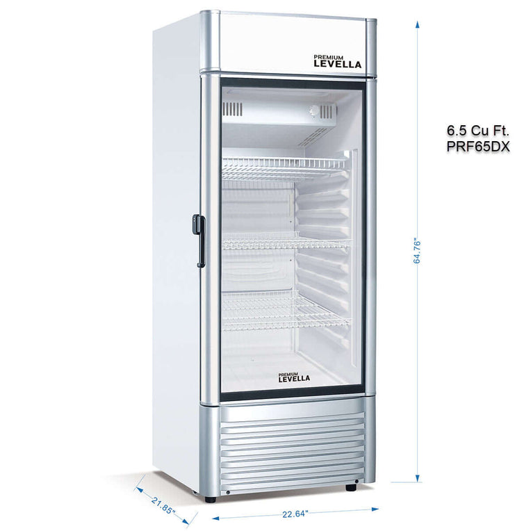 Premium Levella Display Refrigerator | Single Door | Silver Exterior Finish | Sizes 6.5, 9, 12.5, and 15.5 Cu. Ft.