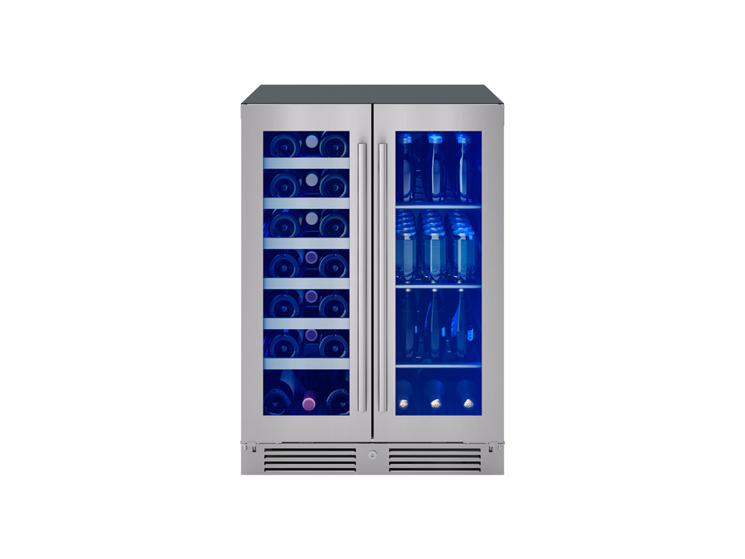 Zephyr Presrv 24" Dual Zone Wine and Beverage Cooler | Holds 21 Bottles & 64 Cans | PRWB24C32BG