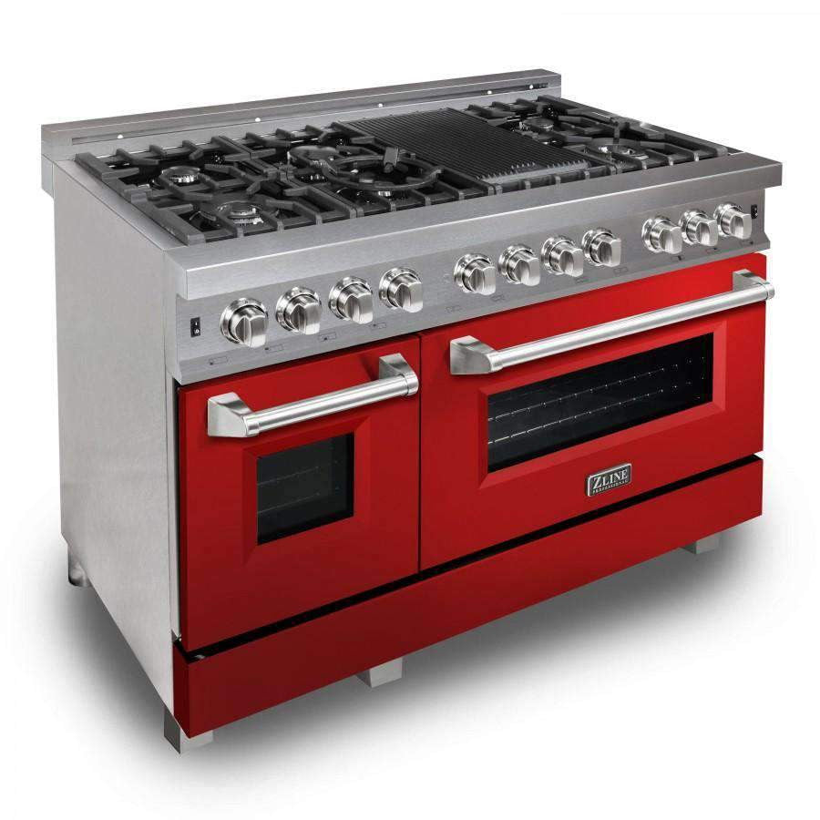 ZLINE 48" Dual Fuel Range with Gas Stove and Electric Oven in DuraSnow® Stainless Steel (RAS-SN-48)