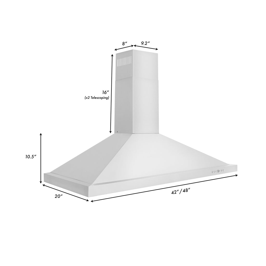 ZLINE Convertible Vent Wall Mount Range Hood in Stainless Steel