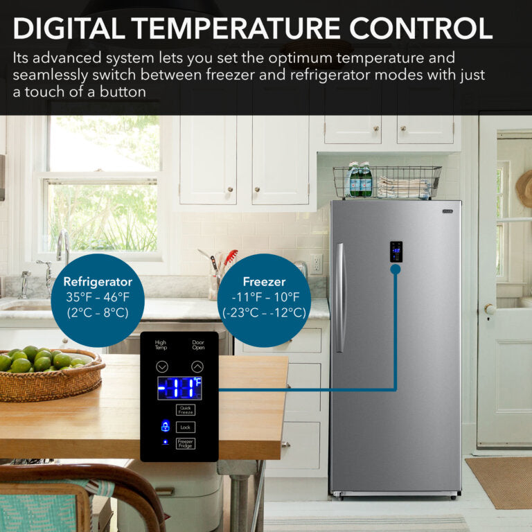 Whynter Digital Upright Convertible Deep Freezer/Refrigerator | 13.8 Cu. Ft