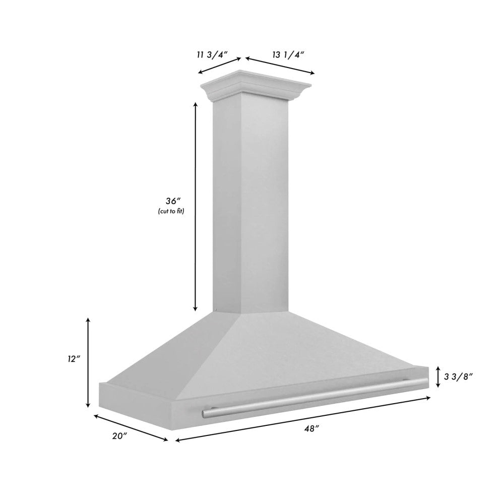 ZLINE DuraSnow® Stainless Steel Range Hood with Stainless Steel Handle - KB4SNX