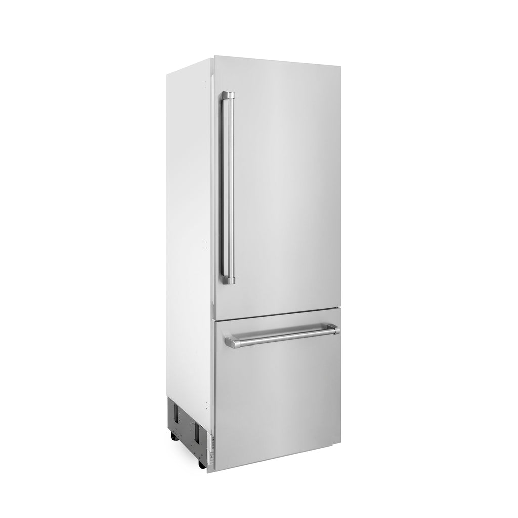 ZLINE 30 In. 16.1 cu. ft. Built-In 2-Door Bottom Freezer Refrigerator with Internal Water and Ice Dispenser in Stainless Steel, RBIV-304-30