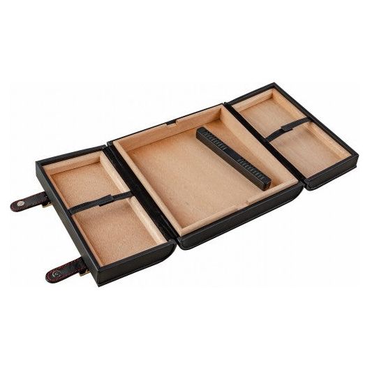 Augustus Leather Travel Humidor Case with Gold Buckles & Red Stitching | Holds 20 Cigars