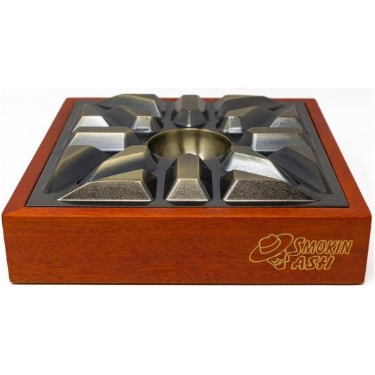 Smokin Ash Urban MatrX Cigar Ashtray with Contemporary Design & Solid Wood Base