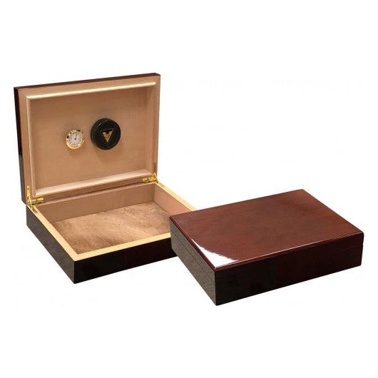 Bellevue Dark Walnut Lacquer Cigar Humidor | Holds 25 Cigars