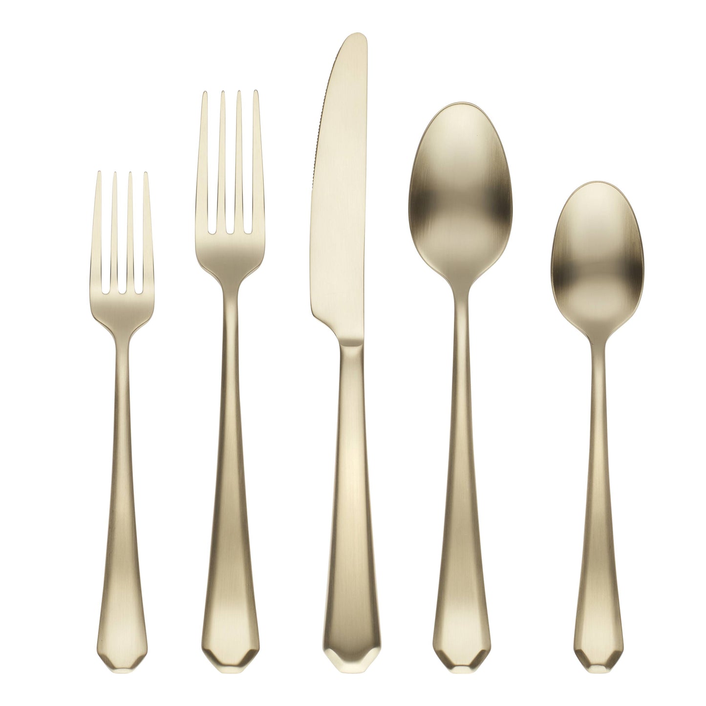 Cambridge Geo Champagne Satin 20-Piece Flatware Set