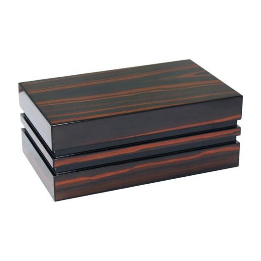 BastionBloc Lacquer Ebony Humidor w/ Block Style Body & Contemporary Tray | Holds 120 Cigars