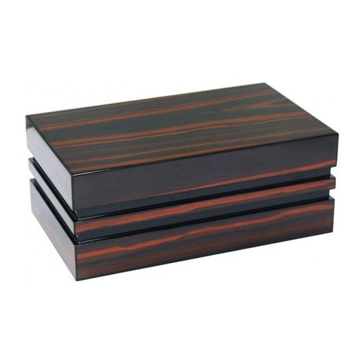 BastionBloc Lacquer Ebony Humidor with Block Style Body & Contemporary Tray | Holds 120 Cigars