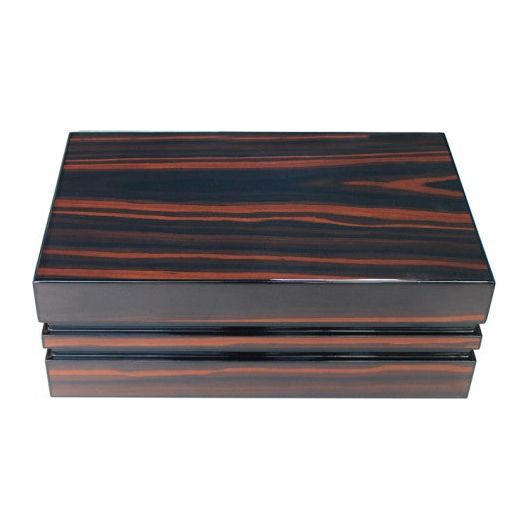 BastionBloc Lacquer Ebony Humidor w/ Block Style Body & Contemporary Tray | Holds 120 Cigars