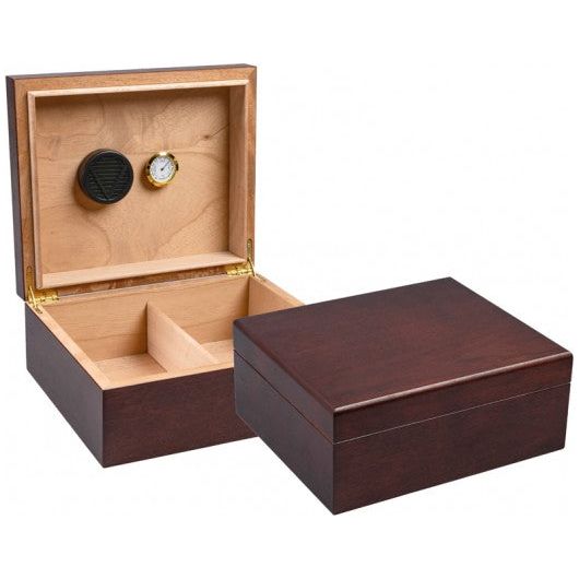Chardonnay Dark Authentic Walnut Humidor with Humidifier & Hygrometer | Holds 50 Cigars