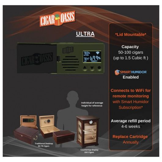 Cigar Oasis Ultra 4.0 Electric Cigar Humidifier | 50-100 Cigars