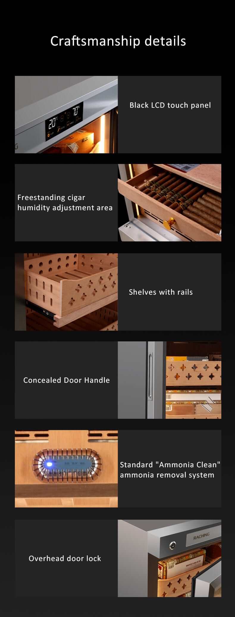 Raching CT48A Electric Cigar Humidor Cabinet | Holds 3000 Cigars