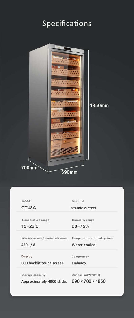 Raching CT48A Cigar Humidor Cabinet: Fully Automatic | 3000 Cigars