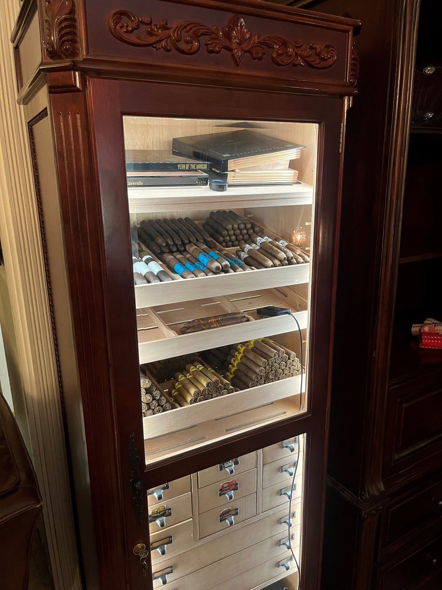 Humidor Supreme Olde English Cigar Humidor Cabinet | Holds 3500 Cigars