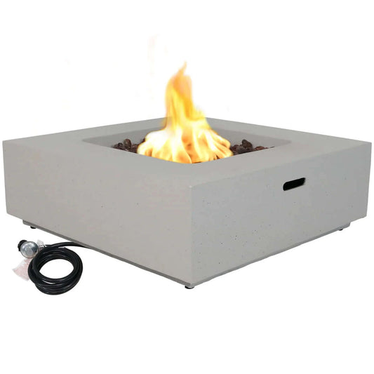 34" Contempo Square Fire Pit | Weather-Resistant Durable Cover and Lava Rocks | Smokeless