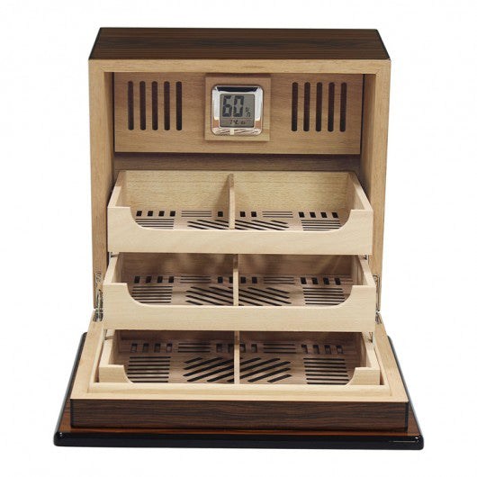 Elevate Lacquer Humidor w/ Articulating Multi-Tier Tray System | Holds 150 Cigars