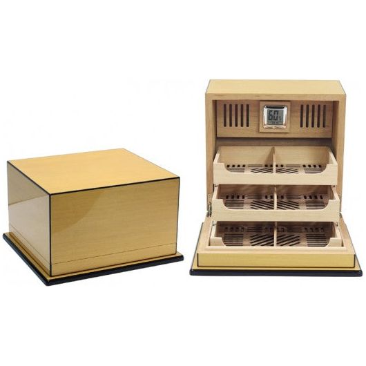 Elevate Lacquer Humidor w/ Articulating Multi-Tier Tray System | Holds 150 Cigars