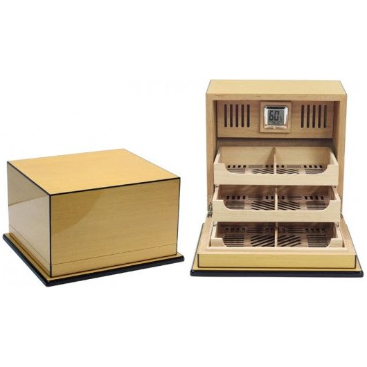 Elevate Lacquer Large Humidor with Articulating Multi-Tier Tray System | Holds 150 Cigars