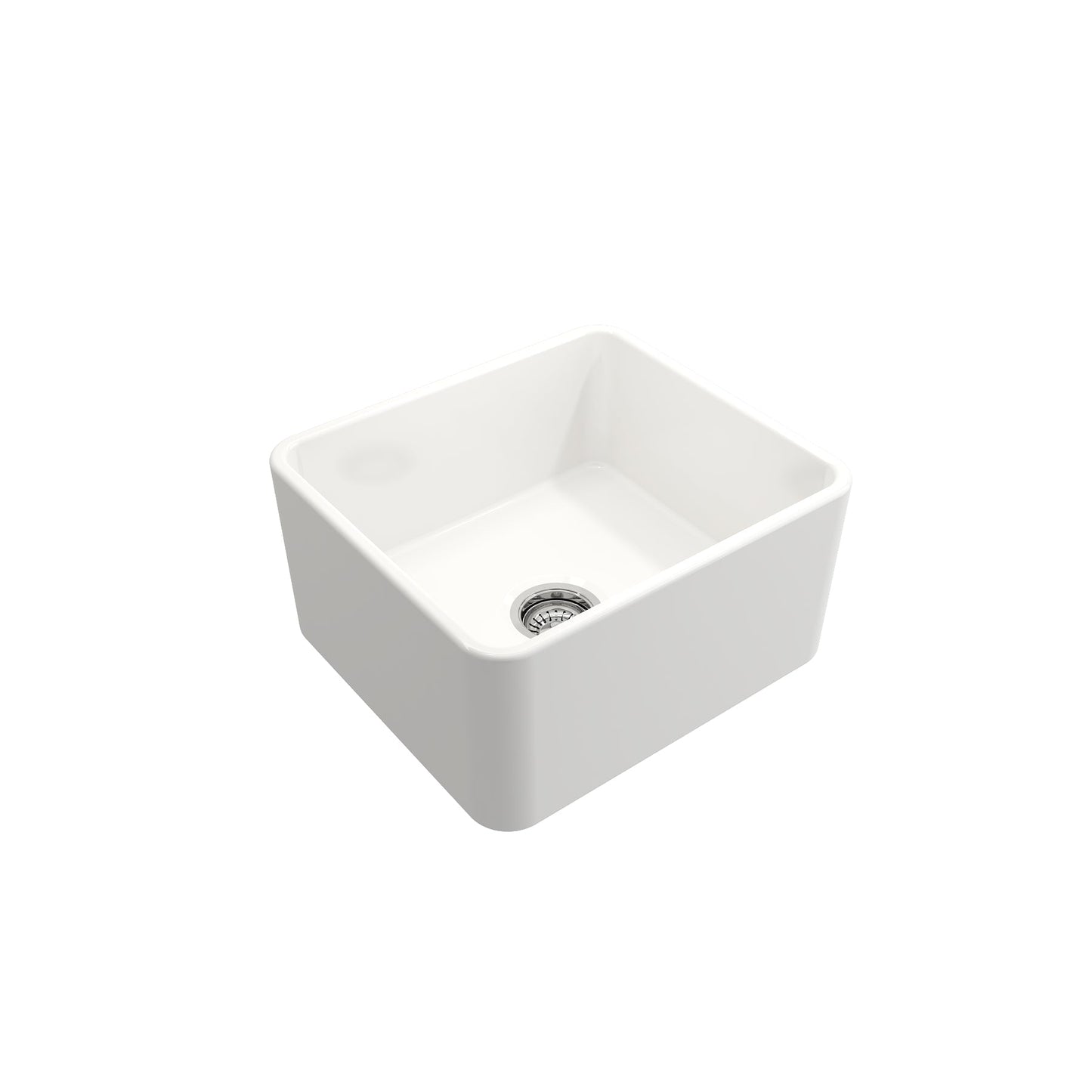 BOCCHI CLASSICO 20" Fireclay Farmhouse Single Bowl Kitchen Sink with Protective Bottom Grid and Strainer