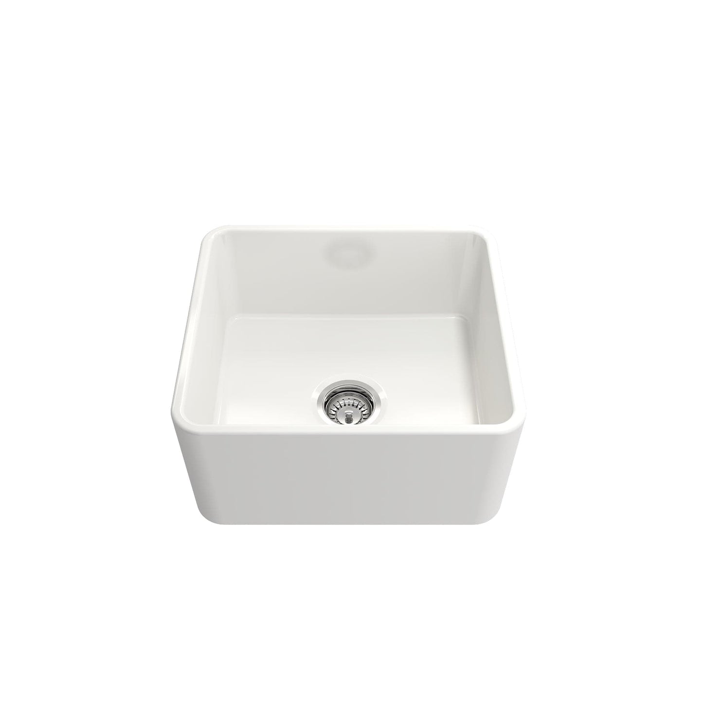 BOCCHI CLASSICO 20" Fireclay Farmhouse Single Bowl Kitchen Sink with Protective Bottom Grid and Strainer