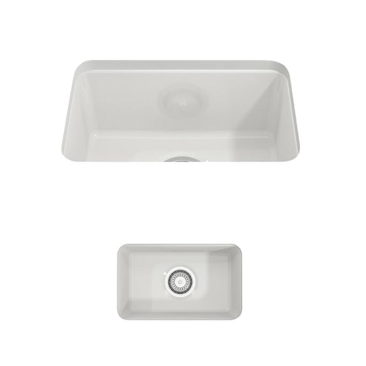 BOCCHI SOTTO 12" Fireclay Modern Undermount Single Bowl Bar Sink with Strainer