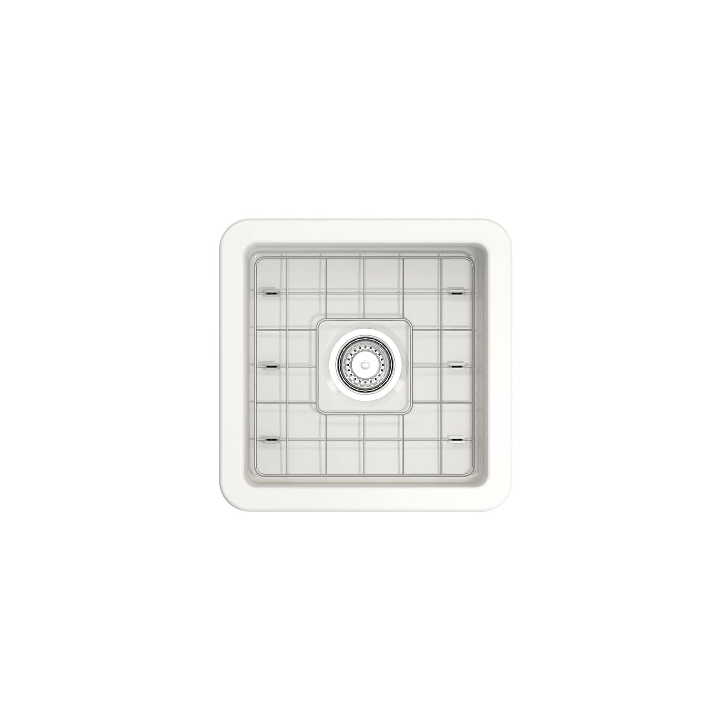 BOCCHI SOTTO 18" Fireclay Modern Undermount Single Bowl Kitchen Sink with Protective Bottom Grid and Strainer