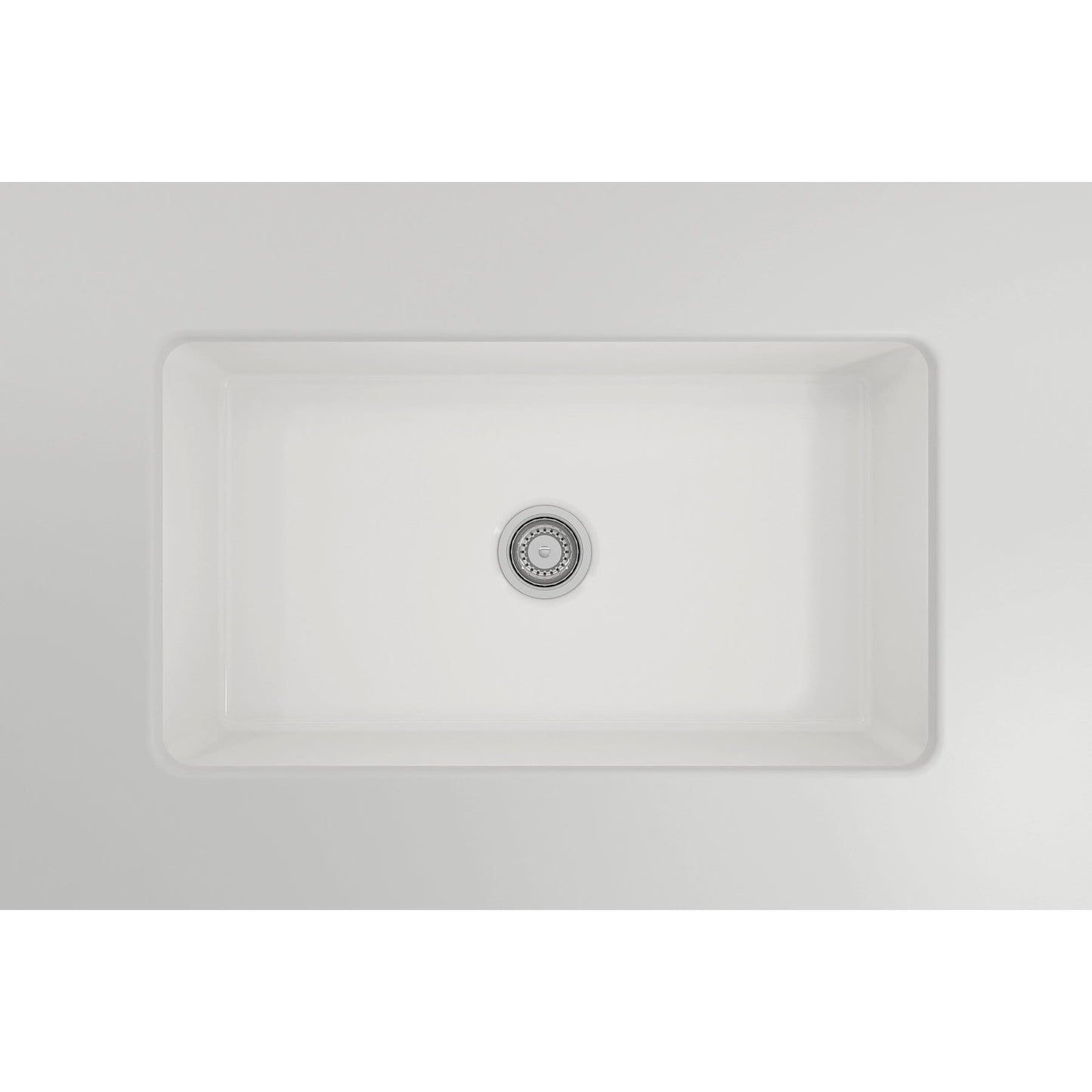 BOCCHI SOTTO 32" Fireclay Modern Undermount Single Bowl Kitchen Sink with Protective Bottom Grid and Strainer