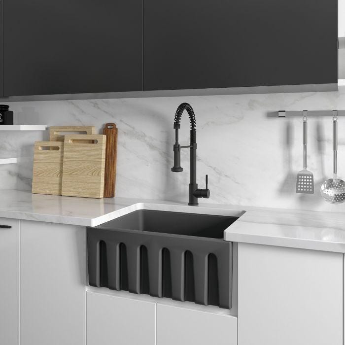 ZLINE Venice Farmhouse Reversible Fireclay Sink in Charcoal (FRC5120-CL-24)