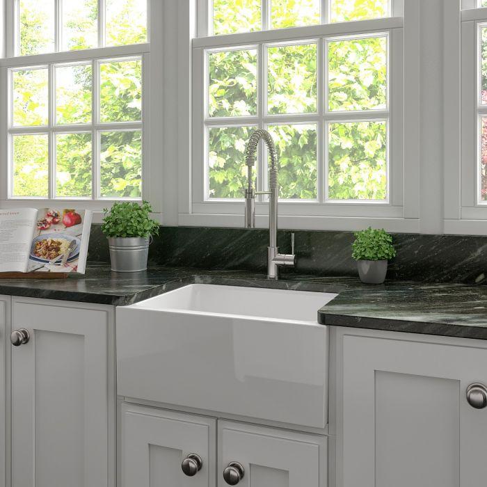 ZLINE Venice Farmhouse Reversible Fireclay Sink in White Gloss (FRC5120-WH-24)