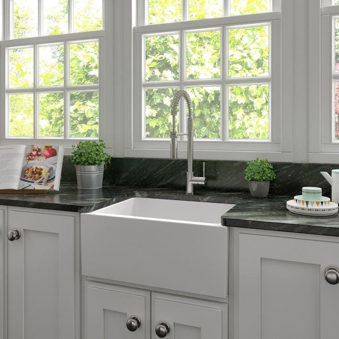 ZLINE Venice Farmhouse Reversible Fireclay Sink in White Matte (FRC5120-WM-24)