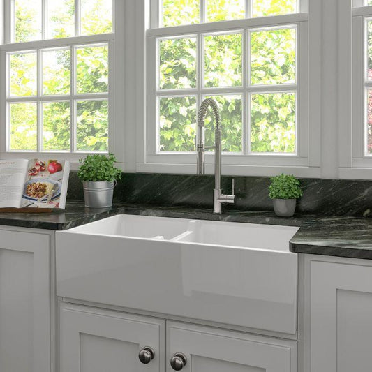 ZLINE Palermo Farmhouse Reversible Fireclay Sink in White Gloss (FRC5121-WH-36)