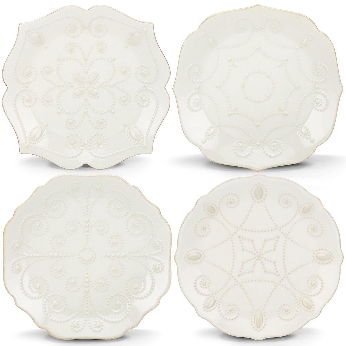 Lenox French Perle White 4-Piece Assorted Dessert Plate Set