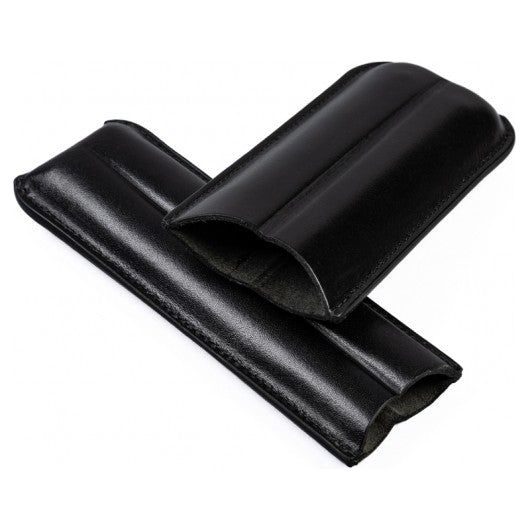 2 Cigar Black Leather Case