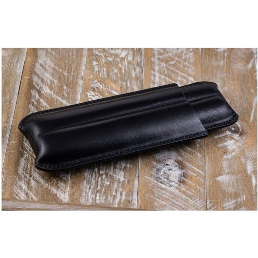 2 Cigar Black Leather Case