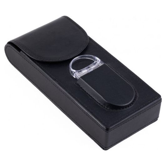 3 Cigar Leather Case w/ Magnetic Closure & Cutter