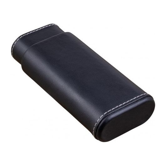 3 Cigar Black Leather Case