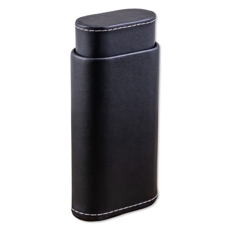 3 Cigar Black Leather Case