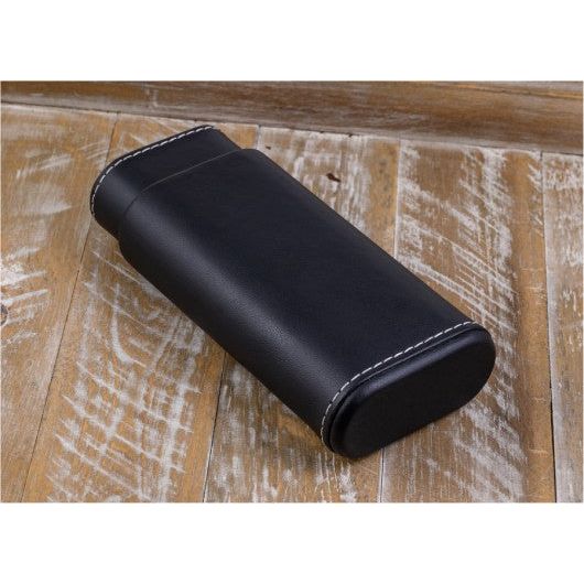 3 Cigar Black Leather Case