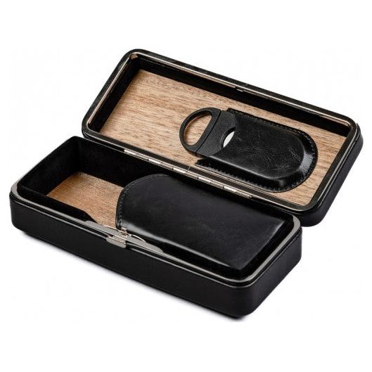 3 Cigar Folding Leather Travel Case w/ Cutter