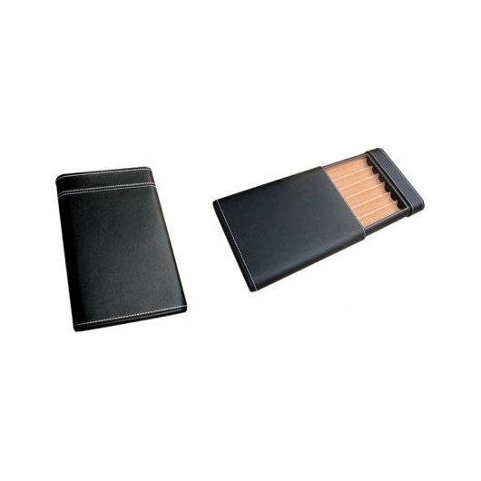 6 Cigar Leather Travel Humidor Case with Cigar Bed & Humidifier