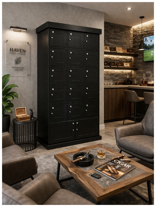 Prestige Imports Cigar Lockers (Black Finish) | 15 Individual Lockers