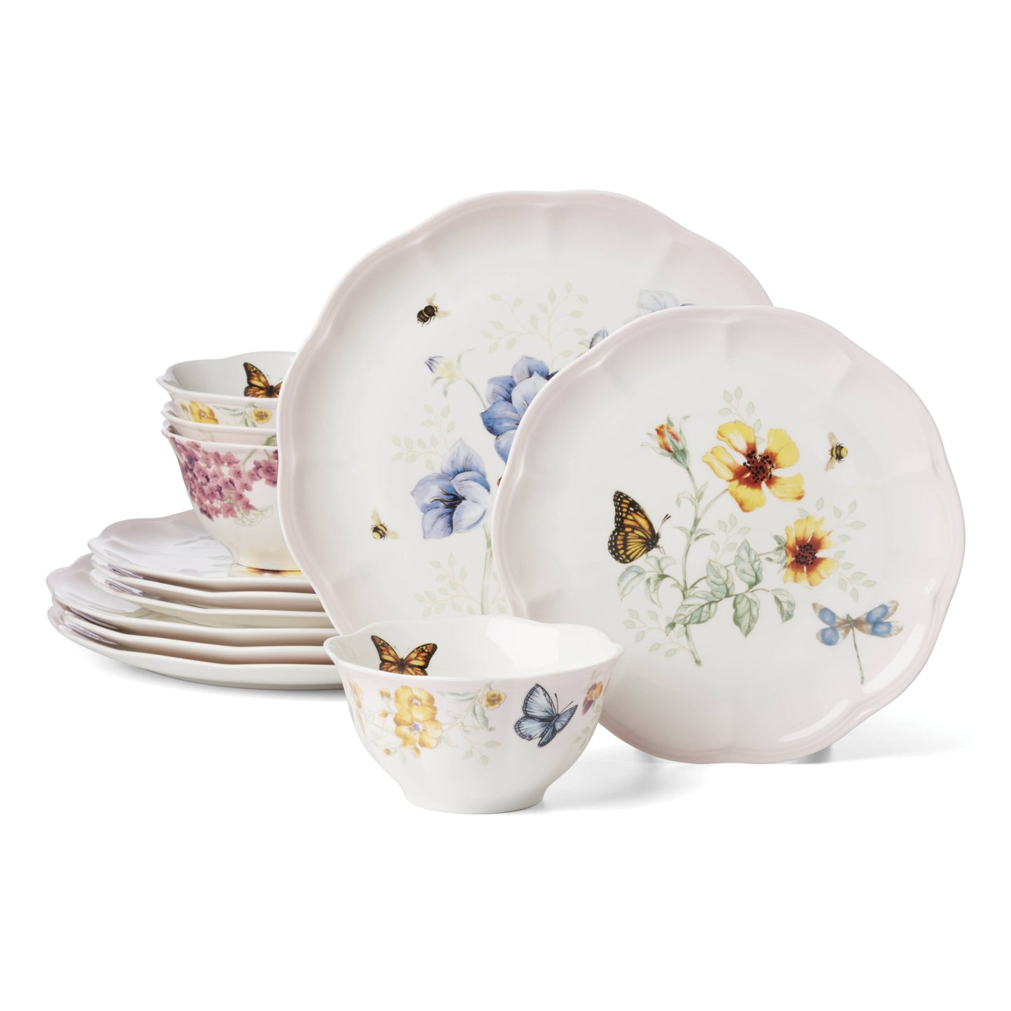 Lenox Butterfly Meadow Pink 12-Piece Dinnerware Set