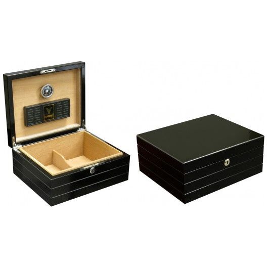 Onyx High Gloss Black Humidor w/ Polished Hardware | Holds 50 Cigars