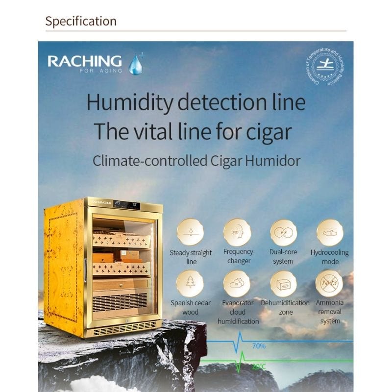 Raching MON800A Electric Humidor w/ Ammonia Removal | Holds 600 Cigars